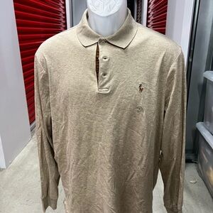 Ralph Lauren Men's Tan Long Sleeve Polo Shirt